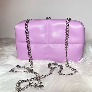 A New Day Lilac Puff Clutch/Crossbody Bag With Removable Chain Strap